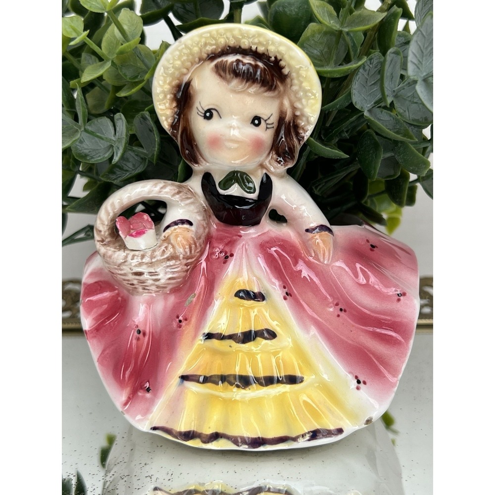 Planter Relpo‎ 1950s Sweet Girl Pink Dress Spring Summer Ceramic Japan Vintage